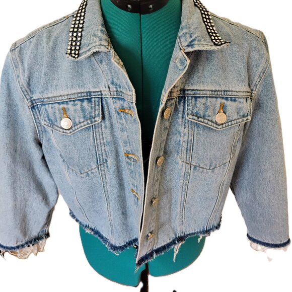 Size 10 Jeanology Equestran Jacket Woman's Repurposed with Three-quarter Sleeves - Picture 4 of 12